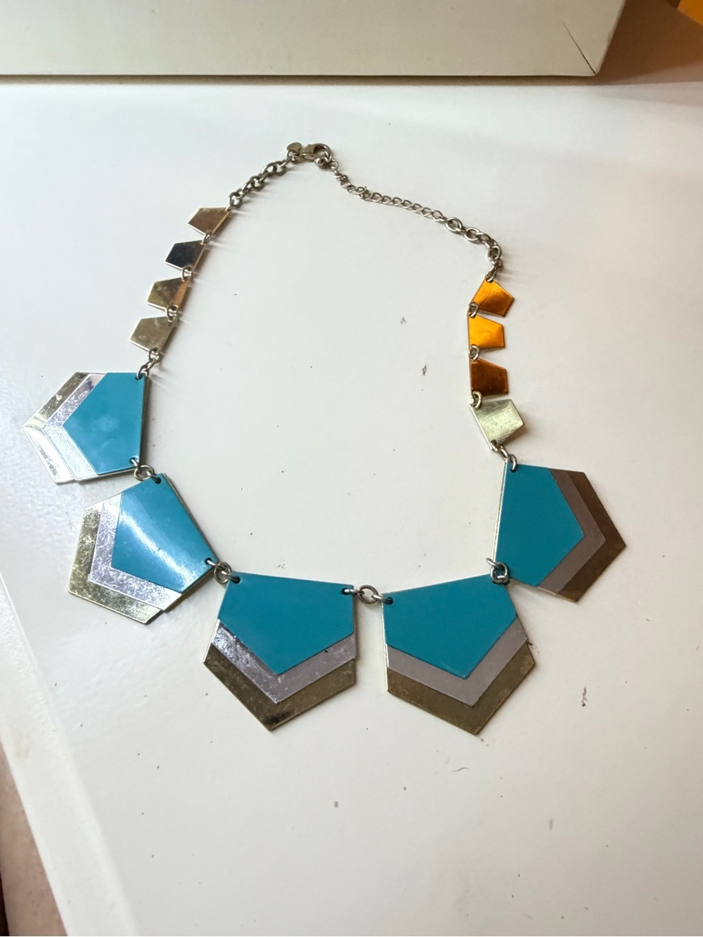 Turquoise Chevron Layered Statement Necklace - Women Jewelry